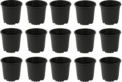 

Truphe Garden Nursery Pot Gardening Flower Pot (Black 6 Inch Each) - Pack Of 15 Made In India Plant Container Set(Plastic)