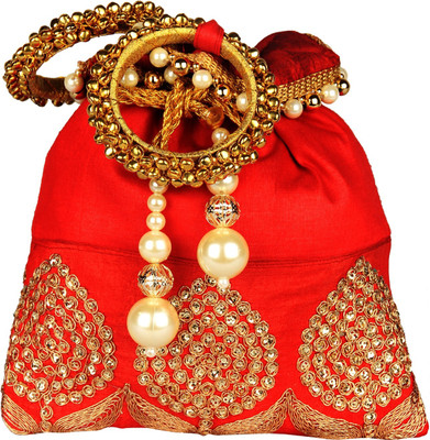 

Bombay Haat Ethnic Rajasthani Potli Bag / Potli Purse / Bridal Clutch/ Bridal Purse for Patry / Wedding / Wedding Gift Potli(Red)