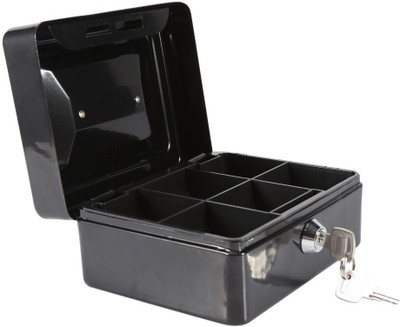 

Sukot Black Steel Cash Box Locker Cash Security Locker With Coin Tray Safe Locker(Key Lock)