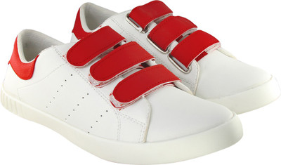 Blinder Men's White Red Velcro Casual Trendy Casual Sneakers For Men(White, Red