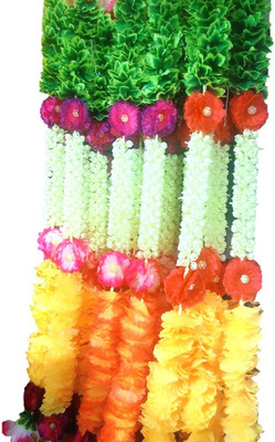 

Aarna Decorative Multi color Flowers with Green/ White & Yellow Flower Strips | Handy craft | Festival Decoration (Set of 6) Decorative Showpiece - 8 cm(Plastic, Multicolor)