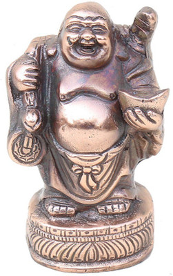

Apkamart Handicraft Laughing Buddha Feng Shui - 6 Inch - For Table Decor and Gifts Decorative Showpiece - 14 cm(Aluminium, Copper)