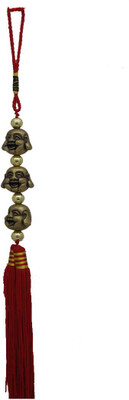 

DivyaMantra Car Decoration Rear View Mirror Hanging Feng Shui Accessories Three Laughing Buddha Face Good Luck Charm Brown Decorative Showpiece - 34 cm(Plastic, Multicolor)
