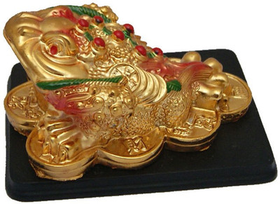 

DivyaMantra Feng Shui Three Legged Money Toad for Fortune and Good Luck Decorative Showpiece - 6 cm(Polyresin, Yellow)