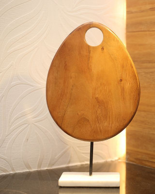 

Organic Home Natural wood Decorative Decorative Showpiece - 13.75 cm(Marble, White, Brown)