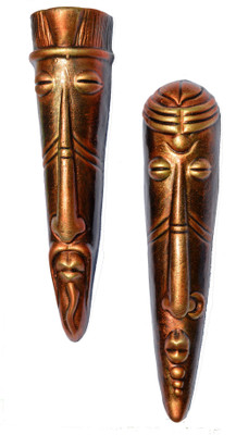 

Hand Artz Terracotta Home Decorative Golden Tribal Wall Hanging Mask Decorative Showpiece - 25.5 cm(Terracotta, Copper)