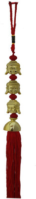 

DivyaMantra Car Decoration Rear View Mirror Hanging Feng Shui Accessories Tibetan Three Gautam Buddha Face Decorative Showpiece - 34 cm(Plastic, Yellow)