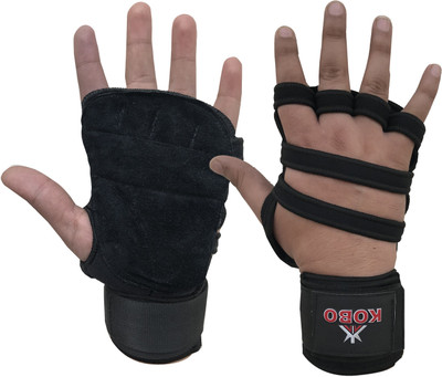 

Kobo 3612 Weight Training and Exercise Gym Glove With Long Wrist Support Gym & Fitness Gloves (, Black