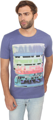 

Calvin Klein Printed Men's Round Neck Purple T-Shirt