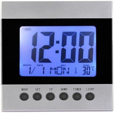 Jeeya Digital Multi Display with Alarm Digital Grey, Black (Pack of 1) Clock