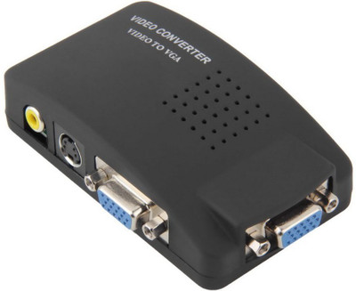 

LipiWorld TV-out Cable TV AV S Video RCA Composite to VGA PC Monitor Converter Adapter Box PAL to VGA-Black(Black, For TV)