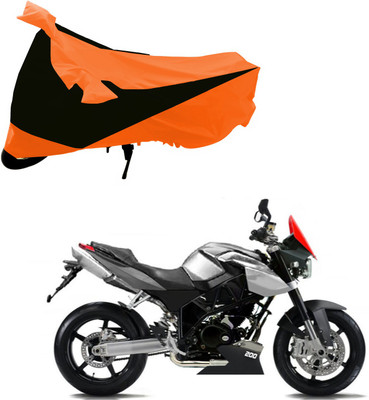 Purpleheart Two Wheeler Cover for Bajaj(Pulsar 200 NS DTS-i, Black, Orange)