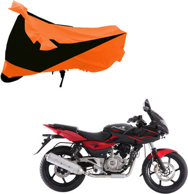 Purpleheart Two Wheeler Cover for Bajaj(Pulsar 220 DTS-i, Black, Orange)