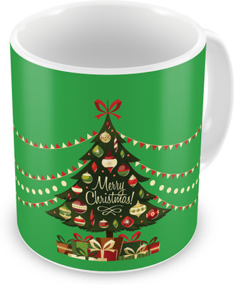 

Indigifts Merry Christmas Quote Ceramic Mug(330 ml), Green