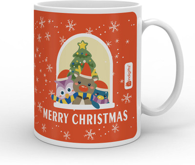 

Indigifts Merry Christmas Quote Ceramic Mug(330 ml), Orange