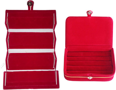 

Funkroo Combo deal maroon earring folder and maroon ring jewelry travelling vanity box case Makeup Vanity Box(Multicolor)