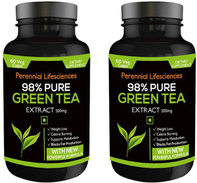 

Perennial Lifesciences Pure Green Tea Extract For Weight Loss & Antioxidants with 95% Polyphenols 500 mg 60 Veggie Capsules (Pack of 2)(60 No)