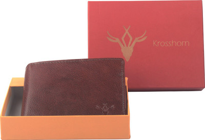 

Krosshorn Men Brown Genuine Leather Wallet(7 Card Slots)