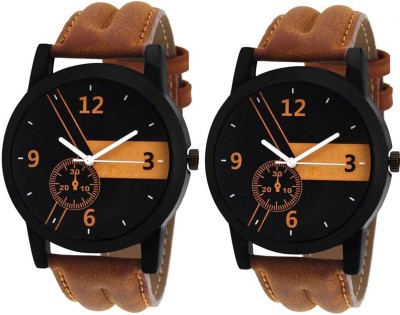 keepkart Brown LEather Strap Black Shineable Dial Couple Watches Combo For Boys And Girls Watch  - For Men & Women   Watches  (Keepkart)