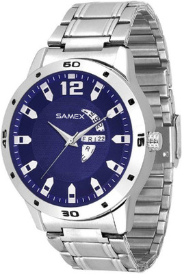 

samex LATEST FASHIONABLE BRANDED BLUE DAY DATE SERIES COLOURED DIAL BEST POPULAR STYLISH DISCOUNT BLUE BIG DEAL FASHION SALES PRICE VALENTINE Watch - For Men