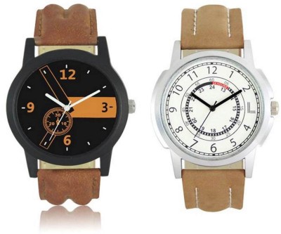 FASHION POOL MENS MOST STYLISH & ULTIMATE COMBO OF PERFECT ROUND DIAL FULL BLACK & ORANGE COLOR COMBO COOL DIAL WITH FULL WHITE VINTAGE DIAL GRAPHICS WATCH WITH LIGHT & DARK BROWN COLOR LEATHER BELT WATCH FOR PROFESSIONAL & CASUAL WEAR WATCH Watch  - For Boys   Watches  (FASHION POOL)