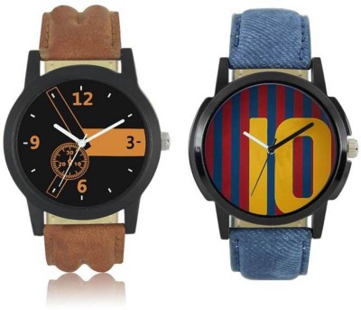 FASHION POOL MENS MOST STYLISH & STUNNING ROUND DIAL ANALOG WATCH WITH BLACK & ORANGE COLOR DIAL COMBO WITH BLUE & PURPLE COLOR BARCELONA SPECIAL MESSI 10 DESIGN WITH BLUE & BROWN COLOR LEATHER BELT WATCH FOR PROFESSIONAL & CASUAL WEAR WATCH FOR FESTIVAL SPECIAL Watch  - For Boys   Watches  (FASHION POOL)