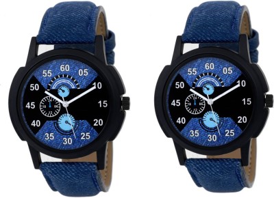 keepkart Blue LEather Strap Black Shineable Dial Couple Watches Combo For Boys And Girls Watch  - For Men & Women   Watches  (Keepkart)