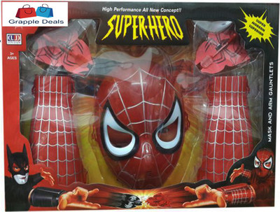 

GRAPPLE DEALS Super Hero Spider Man Mask And Arm Gauntlets 2 in 1 Pack Amazing Gift Set For Kids.(Red)