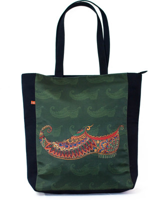

anartline Mojri Printed Tote Shoulder Bag(Green, 15 L)