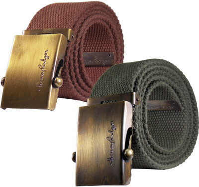

Honey Badger Men & Women Casual Brown, Green Canvas Belt