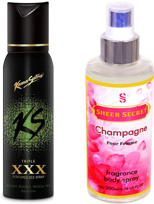 

KamaSutra KS XXX with SHEER SECRET CHAMPAGNE WOMEN(Set of 2)