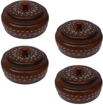 

MartCrown Wooden handcrafted handmade carving masala box Wooden Fridge Container 4 Piece Condiment Set(Wood)