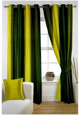 Panipat Textile Hub 152.4 cm (5 ft) Polyester Semi Transparent Window Curtain (Pack Of 2)(Solid, Green)