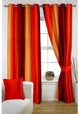 Panipat Textile Hub 152.4 cm (5 ft) Polyester Blackout Window Curtain (Pack Of 2)(Solid, Red)