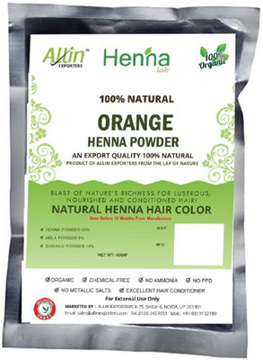 

Allin Exporters Orange Henna Hair Color – 100% Organic and Chemical Free Henna for Hair Color Hair Care - ( 240 Gram = 4 Packet)(240 g)