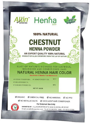 

Allin Exporters Chestnut Henna Hair Color – 100% Organic and Chemical Free Henna for Hair Color Hair Care - ( 240 Gram = 4 Packet)(240 g)