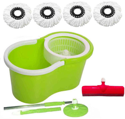 CREZON Magic Spin Cleaner Mop with 4 microfibers with with Floor Wiper ((RANDOM COLOR SEND GREEN, PINK, BLUE, RED)) Home Cleaning Set available at flipkart for Rs.990