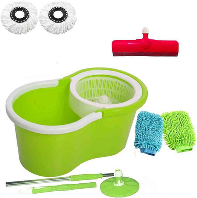 CREZON Magic Spin Cleaner Mop with 2 microfibers with 2 gloves with Floor Wiper ((RANDOM COLOR SEND GREEN, PINK, BLUE, RED)) Home Cleaning Set available at flipkart for Rs.990