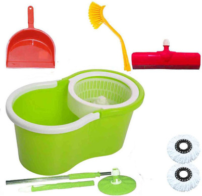 CREZON Magic Spin Cleaner Mop with 2 microfibers with dustpic with sink cleaner with floor wiper ((RANDOM COLOR SEND GREEN, PINK, BLUE, RED)) Home Cleaning Set available at flipkart for Rs.990
