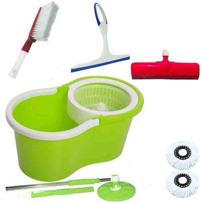 CREZON Magic Spin Cleaner Mop with 2 microfibers with carpet cleaner with kitchen wiper with floor wiper ((RANDOM COLOR SEND GREEN, PINK, BLUE, RED)) Home Cleaning Set available at flipkart for Rs.990