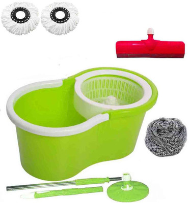 CREZON Magic Spin Cleaner Mop with 2 microfibers with steel scrub with Floor Wiper ((RANDOM COLOR SEND GREEN, PINK, BLUE, RED)) Home Cleaning Set available at flipkart for Rs.931