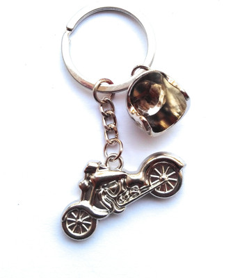 

HatsOff Bike and Helmet key chain rider studd metal key ring for bike car or Home Key Chain
