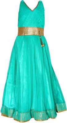 

La Bele Girls Maxi/Full Length Party Dress(Light Blue, Sleeveless, Sea green