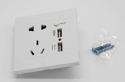 

SHAFIRE White 2.1A 2 USB Wall Socket Charger Power Panel Receptacle 5 Outlet Switch Plastic Light Socket(Pack of 1)