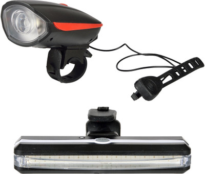 

Dark Horse Bicycle 3 Mode LED USB Front Light & Horn & 6 Mode LED USB Multicolour Tail Light Red LED Front Rear Light Combo(Red)