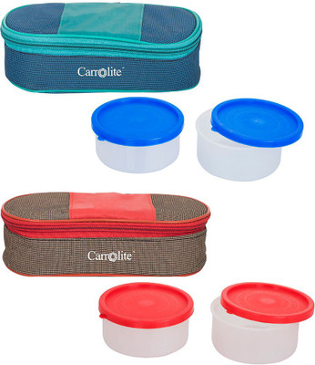 

Philco Combo plastic Royal Blue-Green+Royal Red-Brown 4 Containers Lunch Box(800 ml), Multicolor