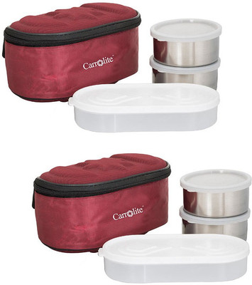 

Philco Combo Browny Maroon Lunchbox-4 Steel Container:2 Plastic Chapati tray 6 Containers Lunch Box(1300 ml), Multicolor