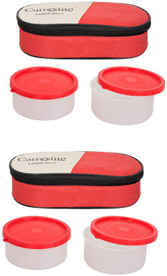 

Philco Set Of 2 Red 2 in 1 Lunchbox : 2 Plastic Cantainer 4 Containers Lunch Box(800 ml), Multicolor