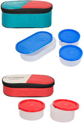 

Philco Combo plastic 3in1 Green-2in1 Red 5 Containers Lunch Box(1050 ml), Multicolor