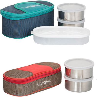 

Philco Combo Solace Blue-Green+ Royal Red-Brown 5 Containers Lunch Box(1050 ml), Multicolor